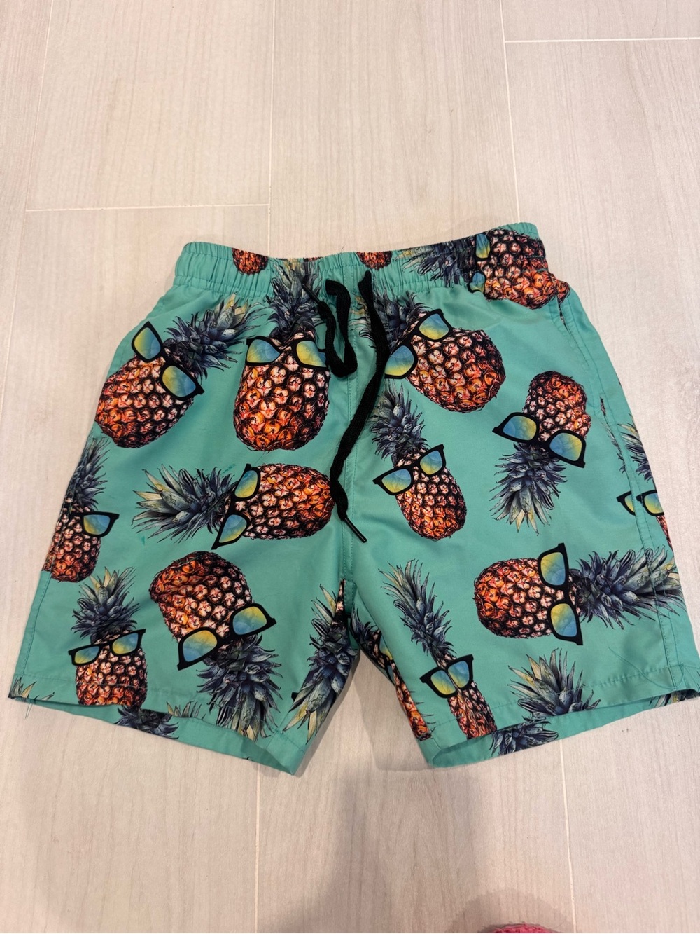 Police Pineapple Swim Trunks - Teal & Orange